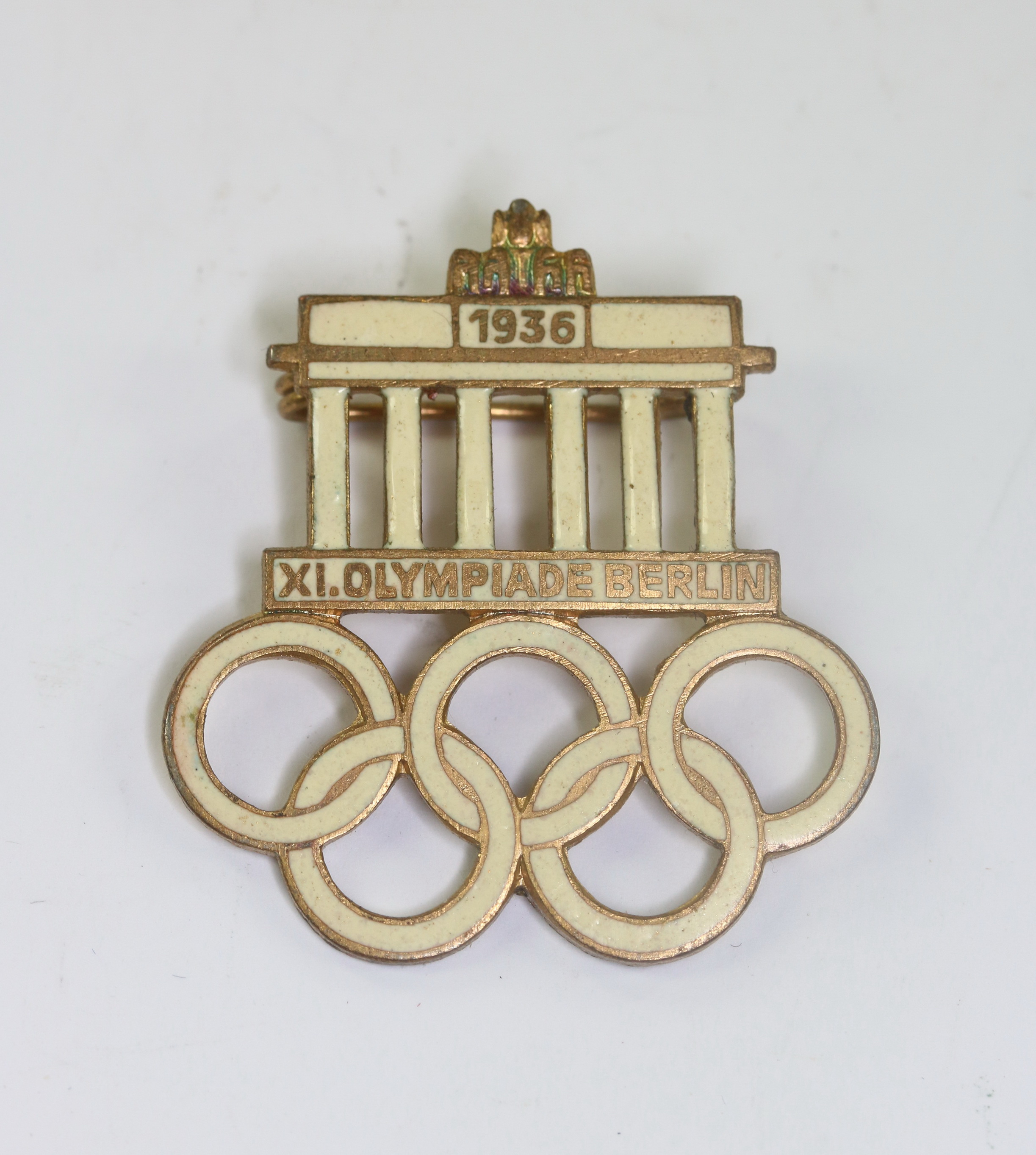 Souvenir Badge, XI. Olympic Games Berlin 1936. Maker HA (Hermann Aurich, Dresden) – Bild 1