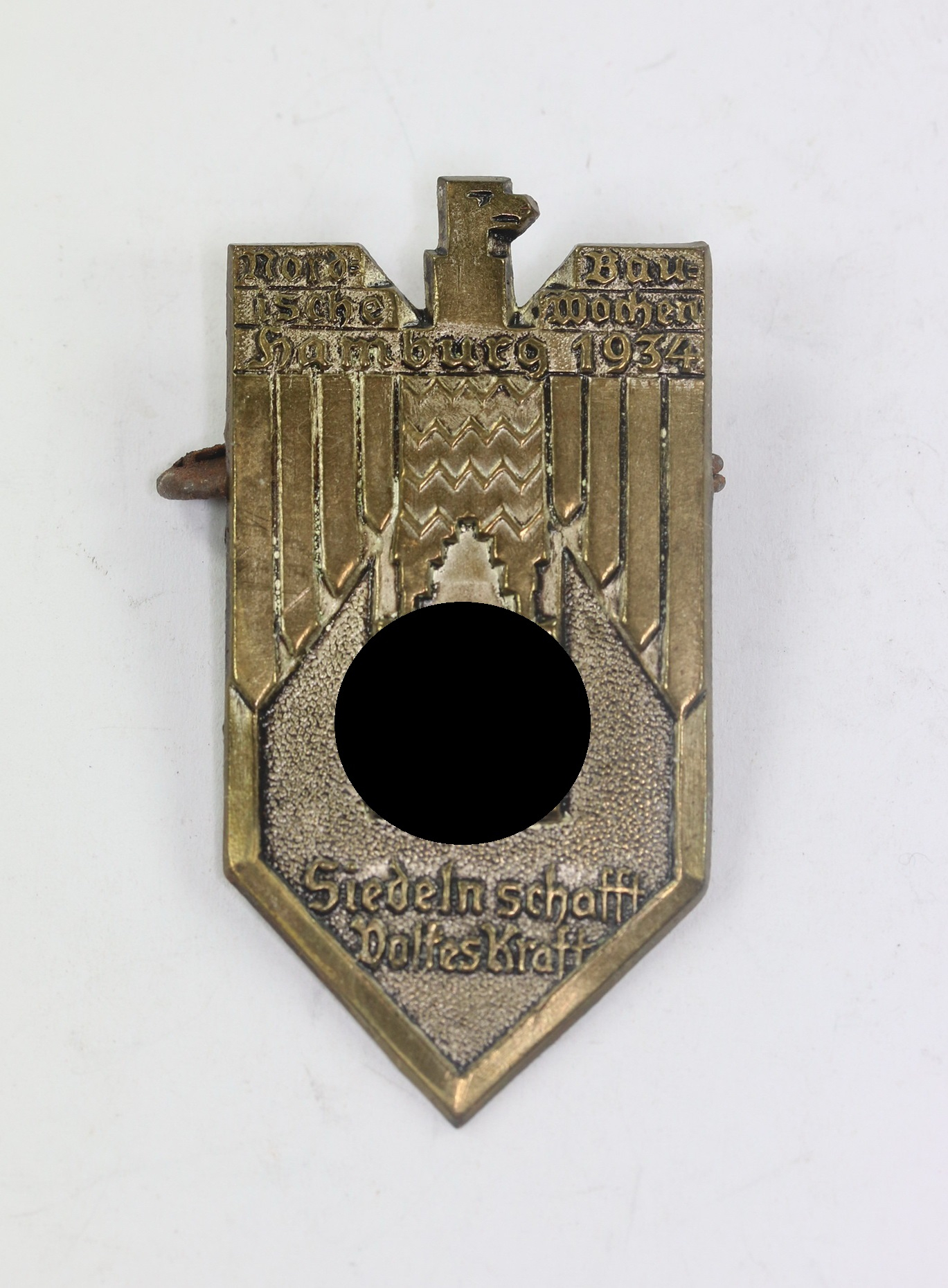 Day Badge, National Building Day 1934, Siedeln schafft Volkskraft – Bild 1
