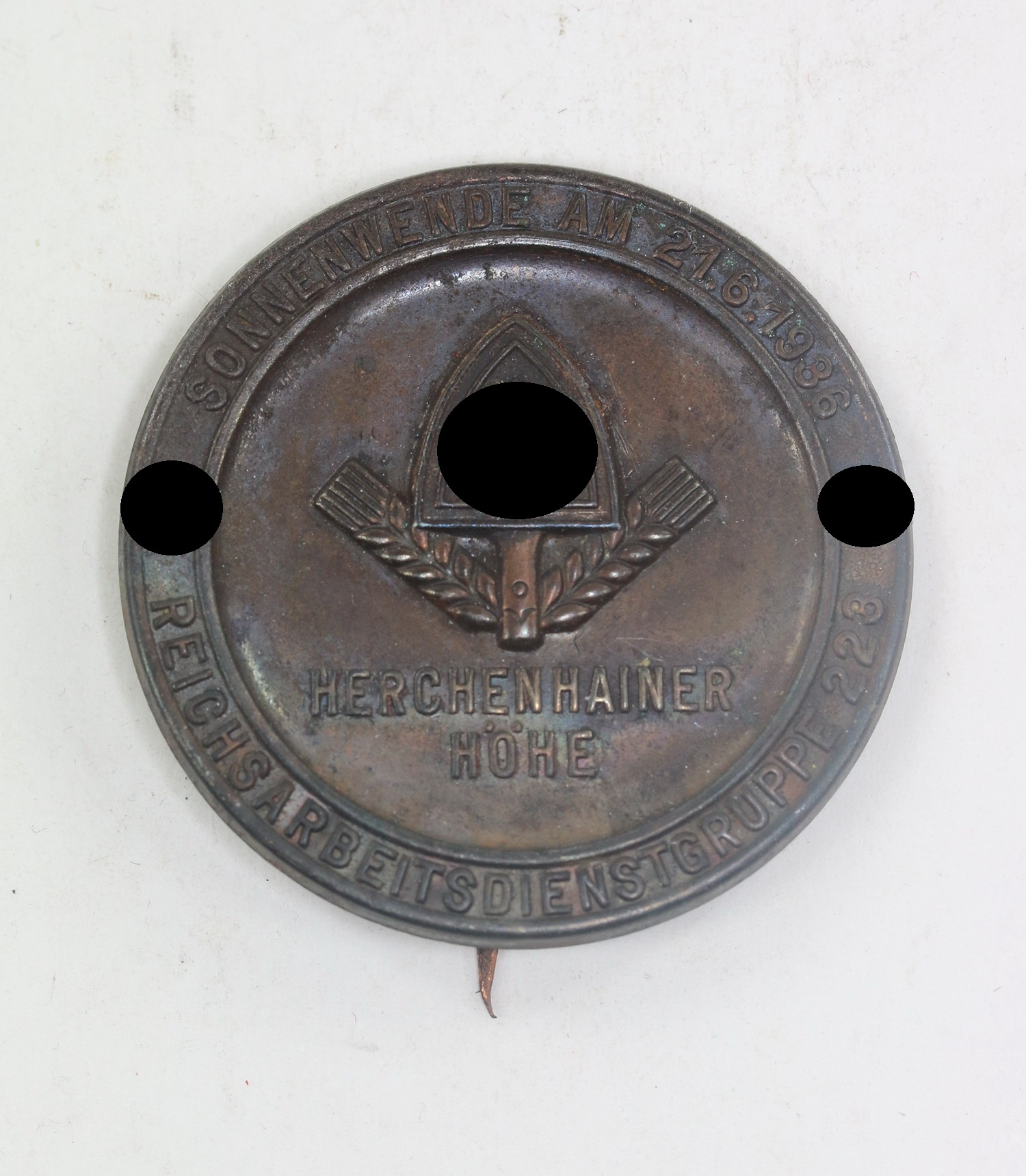 Abzeichen, Sonnenwende am 21.6.1936  Reichsarbeitsdienstgruppe 223 Herchenhainer Höhe – Bild 1