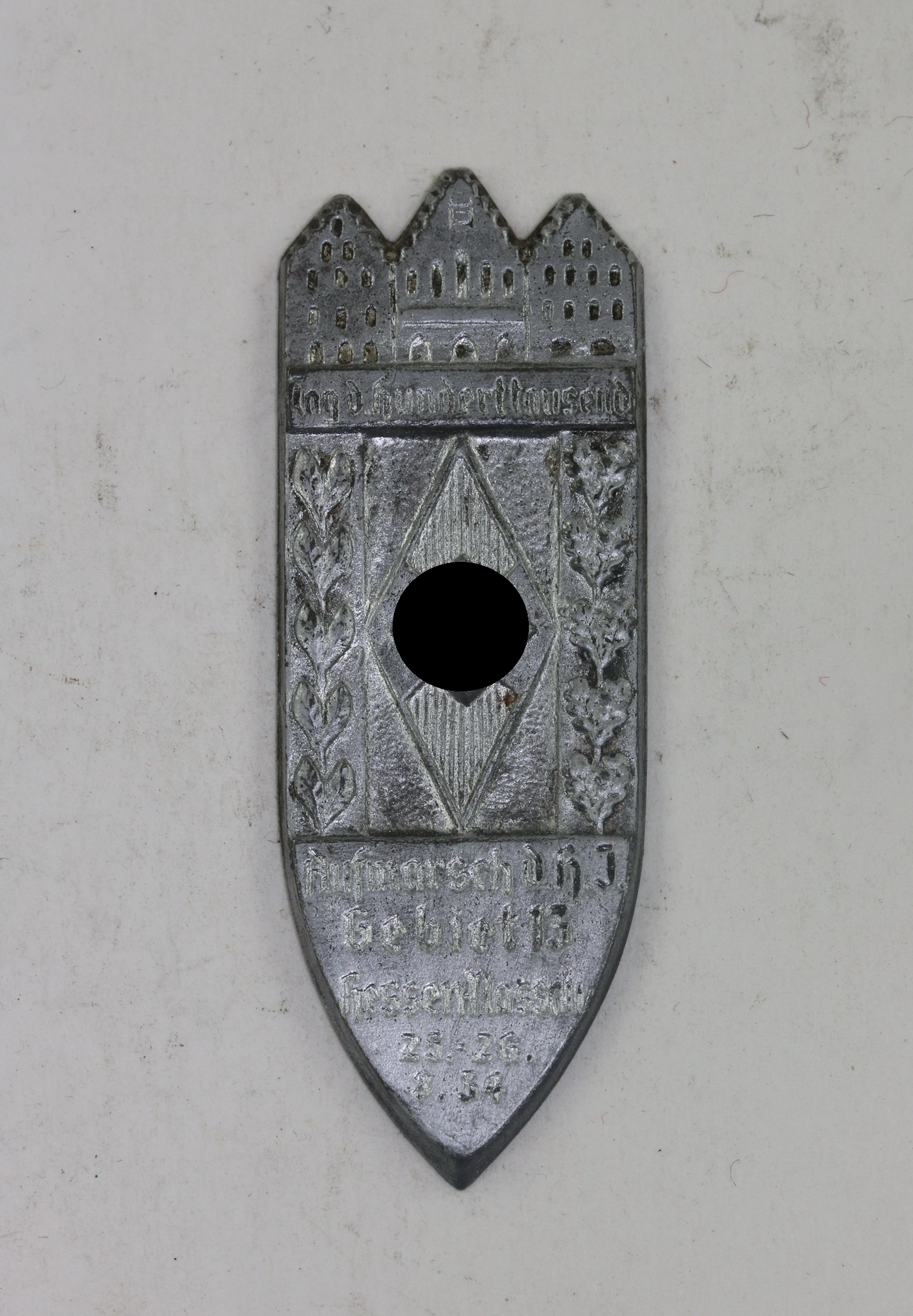 Abzeichen, Tag d. Hunderttausend Aufmarsch d.H.J. Gebiet 13 Hessen Nassau 25.-26. 8.34 – Bild 1