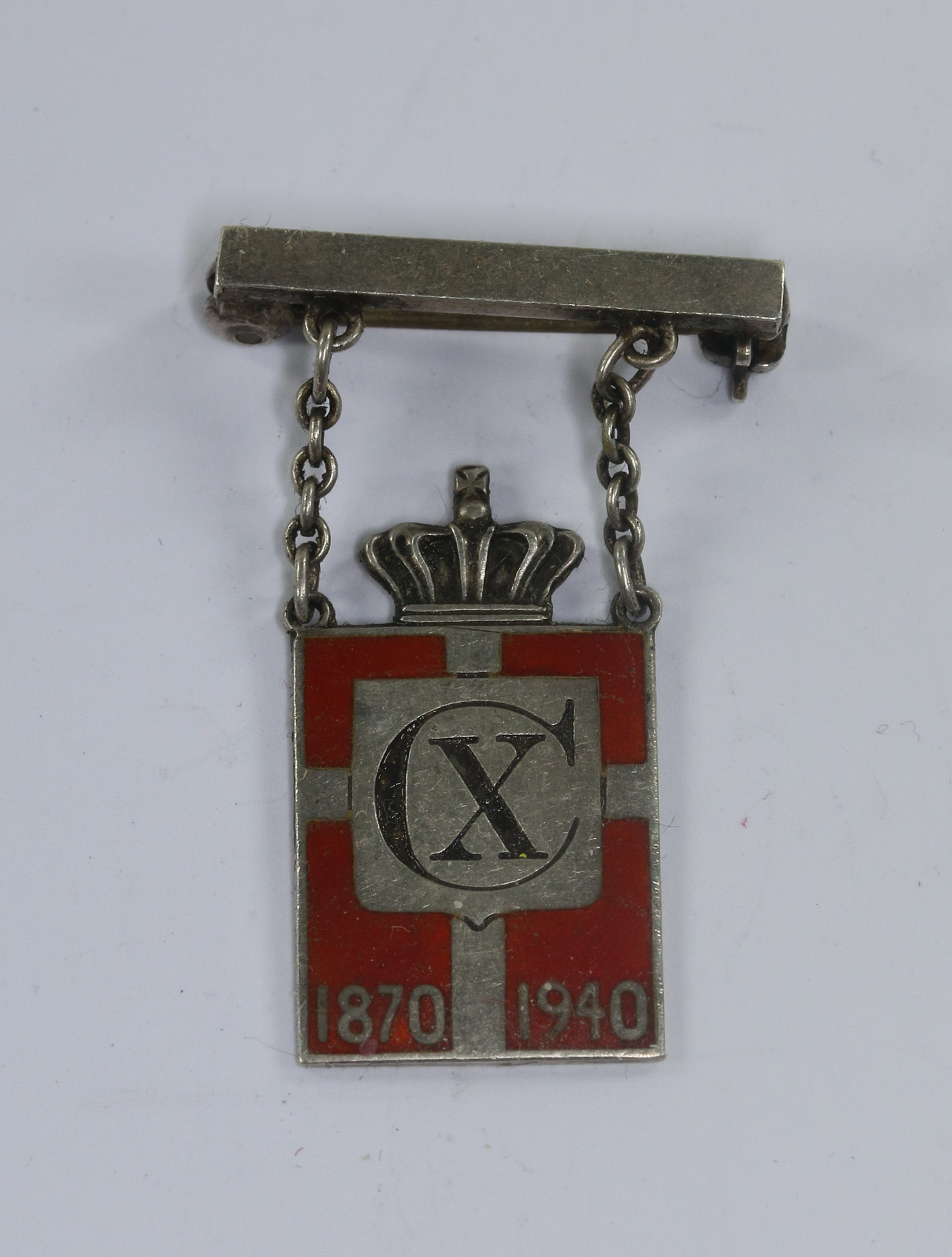 d_nemark_erinnerungsabzeichen_an_den_70 Dänemark, Erinnerungsabzeichen an den 70. Geburtstag von König Christian X. 1870-1940 925 S) – Bild 1