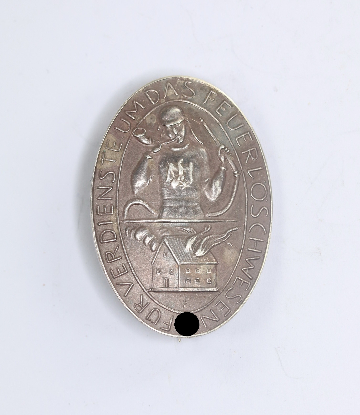 erinnerungszeichen_verdienste_um_das_feuerl_schwesen_1934_silber_900_preuss Fire Service Commemorative Badge 1934. Maker Preuss. Staatsmünze, 900 Silver. – Bild 1