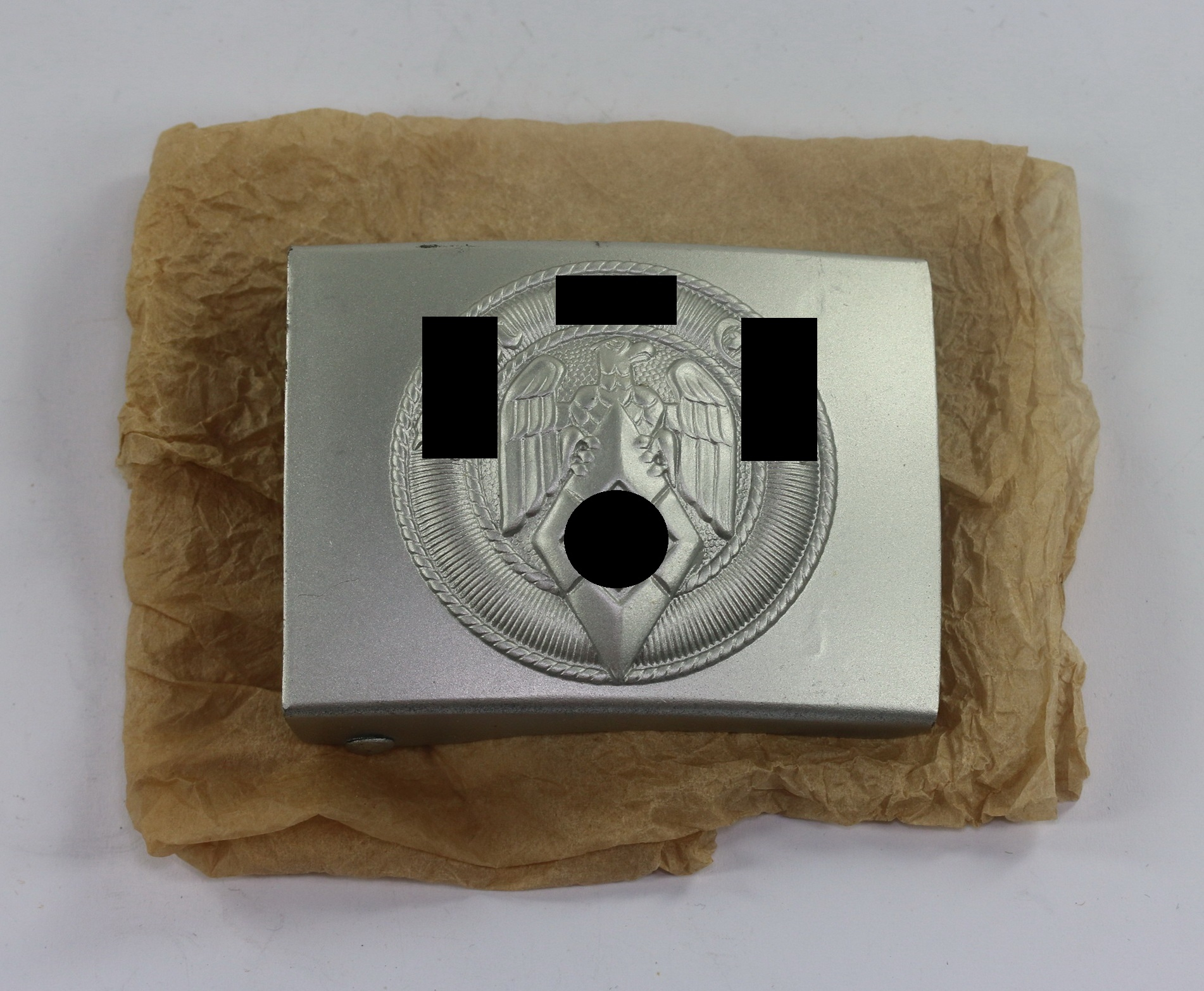 hitlerjugend_hj_koppelschloss_hst Hitlerjugend (HJ), Koppelschloss, Hst. RZM M4 / 46, mit Etikette – Bild 1