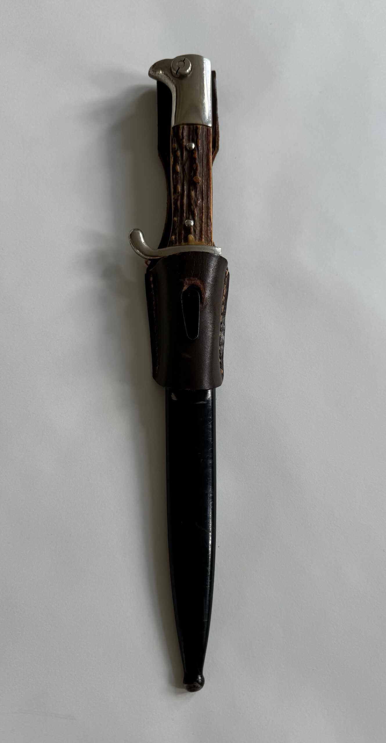 kurzes_ausgehseitengewehr_hst Kurzes Ausgehseitengewehr, Hst. ALCOSO Solingen, mit Horngriff und Luftwaffen Koppelschuh (braun) – Bild 1