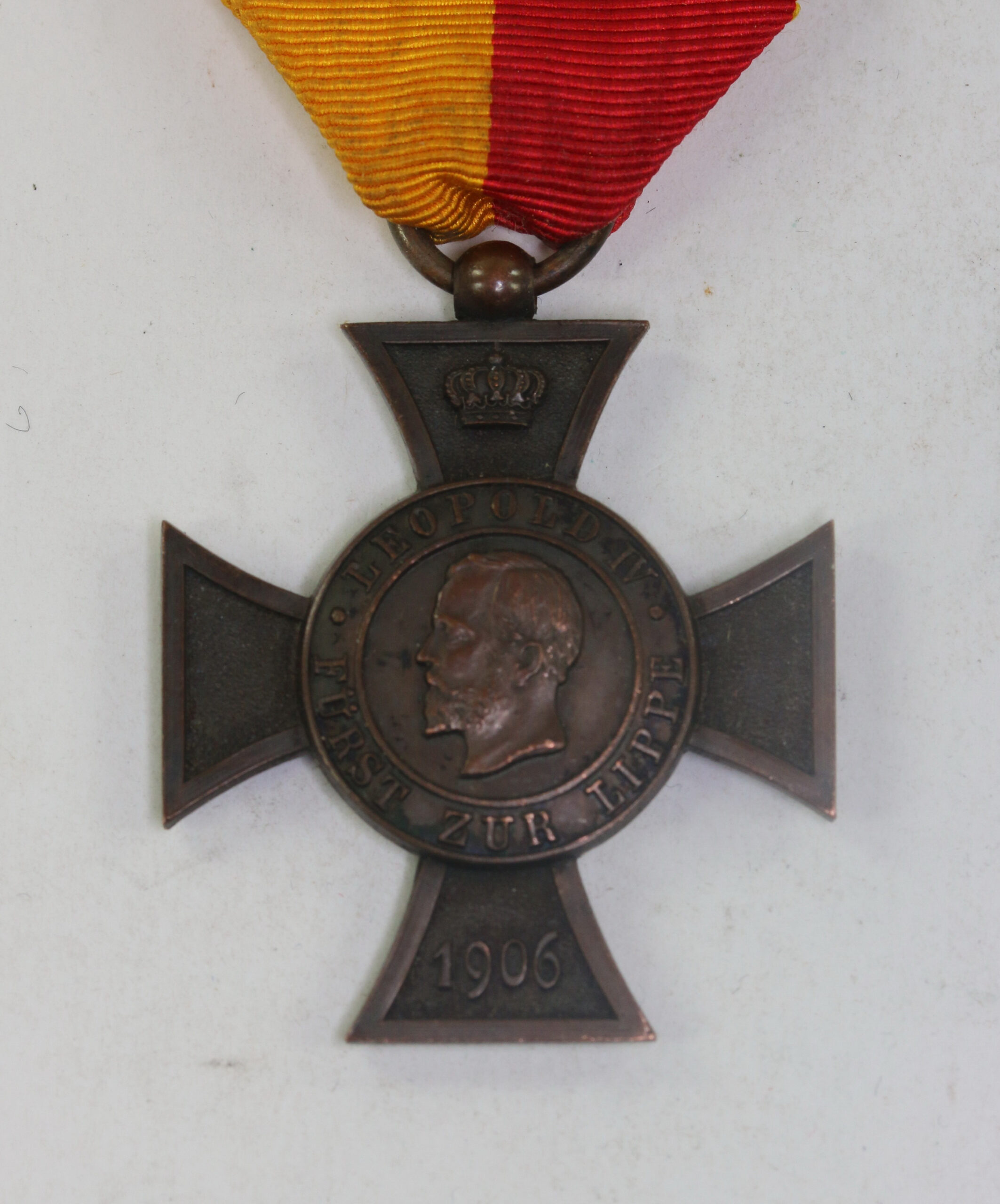 Lippe-Detmold, Kriegervereins-Kreuz - Leopold IV Fürst zur Lippe 1906 - Pflicht und Treue über Alles  – Bild 1