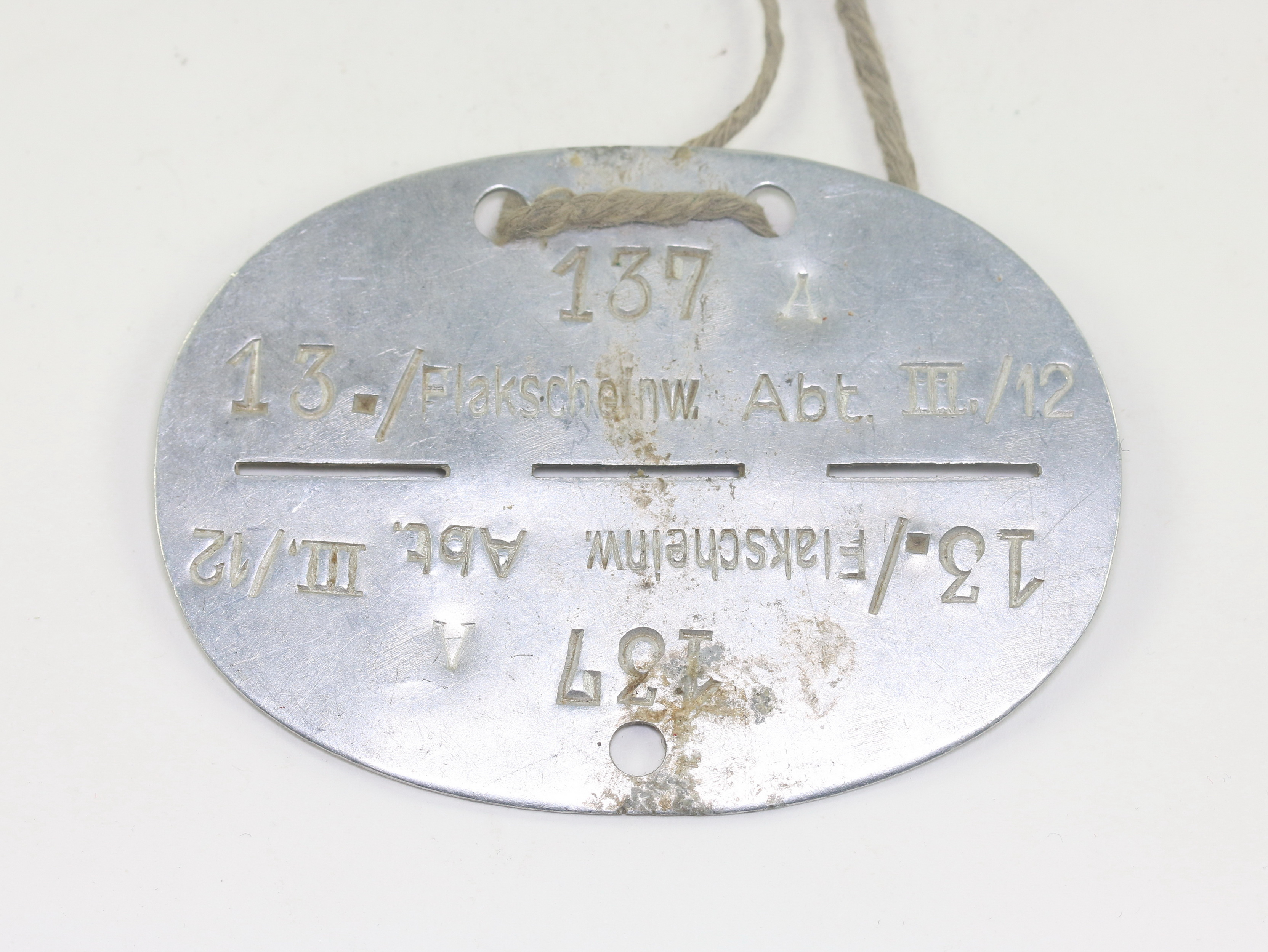 Lufwaffe, Erkennungsmarke Flakscheinwerfer - 13. Flakscheinw. Abt. III./12 – Bild 1