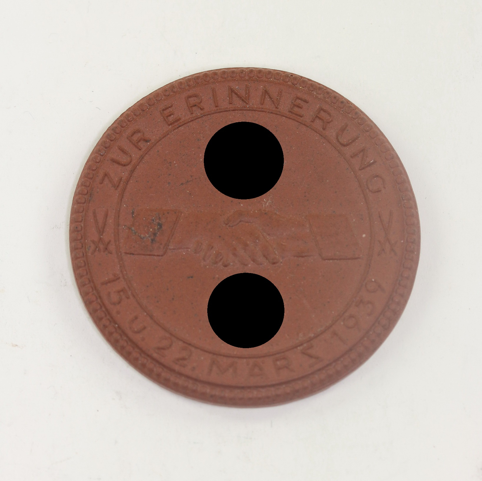 Meissen Table Medal, Zur Erinnerung 15. u. 22. März 1939 - Ein Volk ein Reich ein Führer – Bild 1