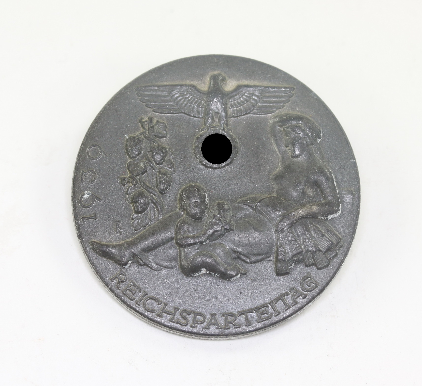 nsdap_abzeichen_reichsparteitag_1939_hst Day Badge NSDAP Reichsparteitag 1939. Maker Werner Redo Saarlautern RZM M9/56 – Bild 1