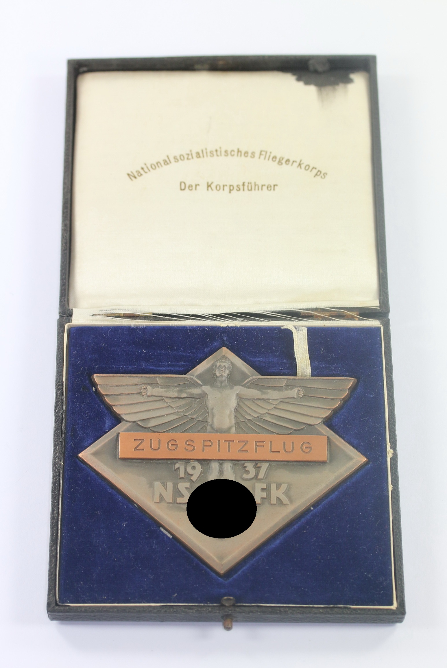 Cased NSFK Table Medal, Zugspitzflug 1937, -  – Bild 1