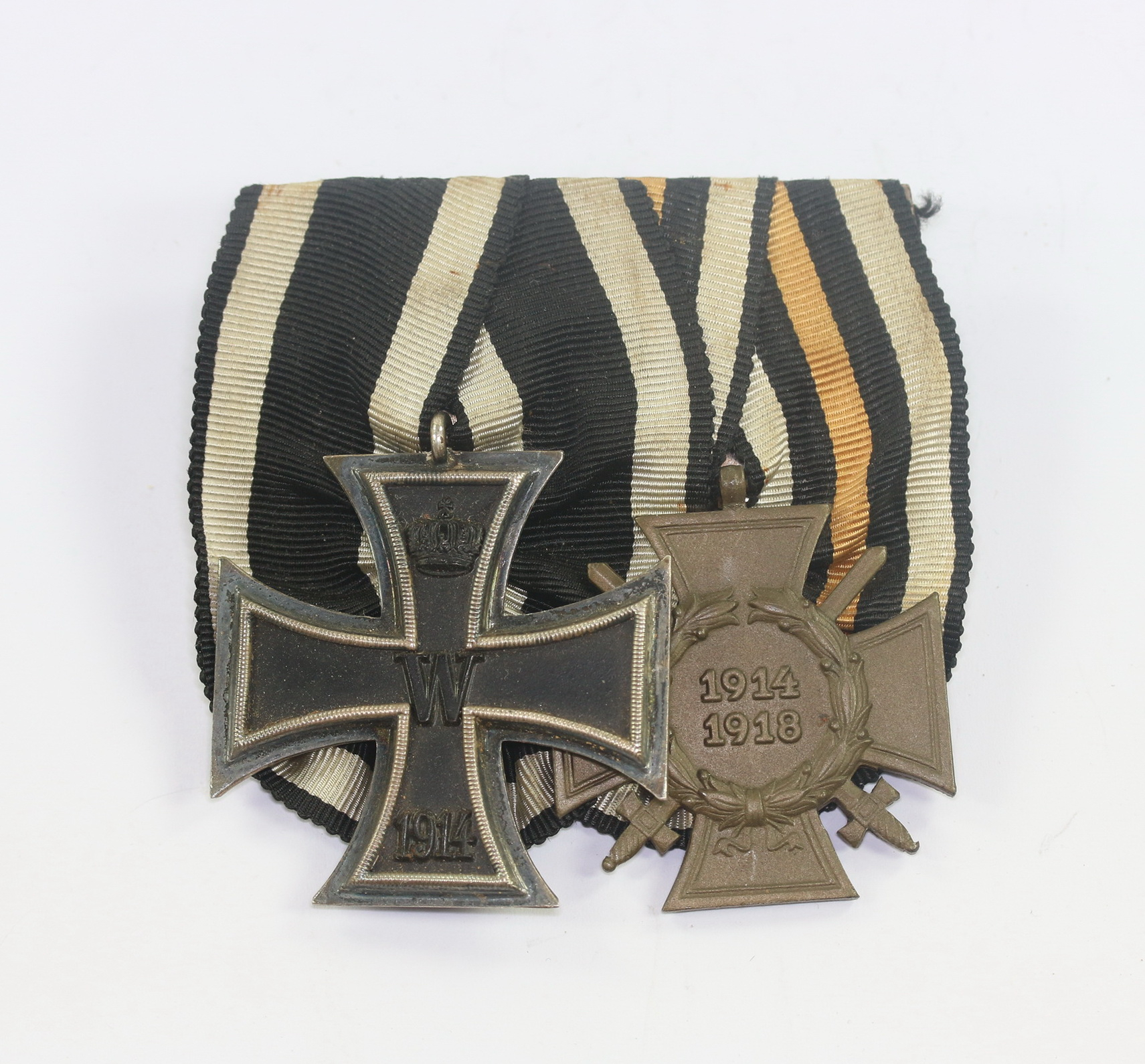 Two Place Medal Bar. Iron Cross &Hindenburg Cross.  – Bild 1