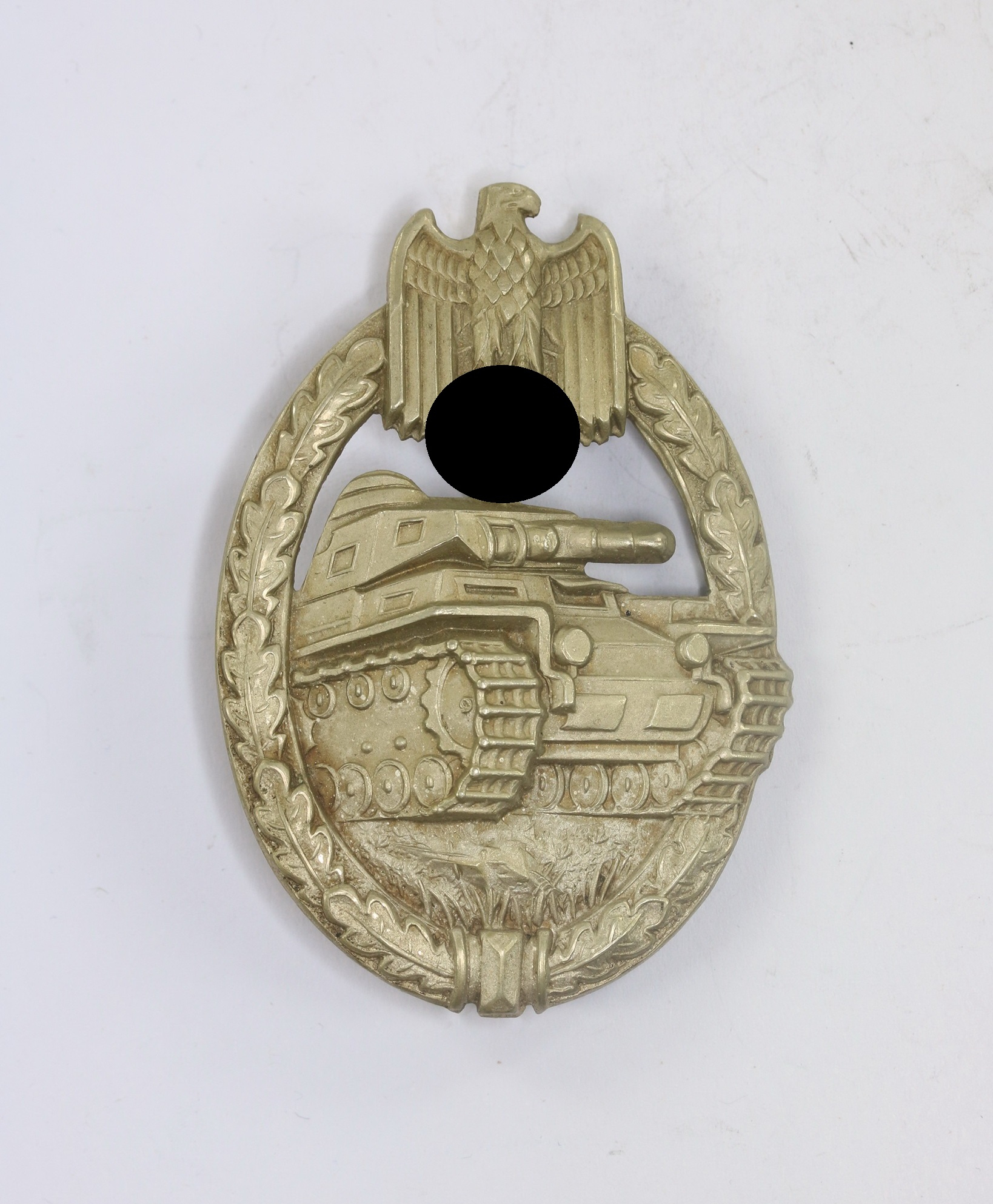 Silver Panzer Assault Badge. Type C.E. Juncker, Neusilber, Porsche Variante – Bild 1