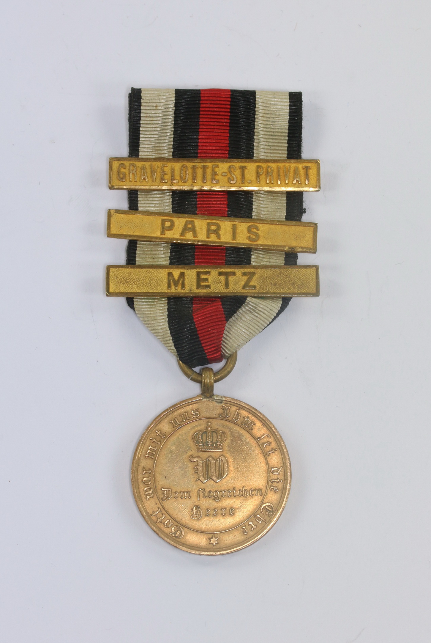 preu_en_kriegsdenkm_nze_f_r_k_mpfer_1870_mit_drei_gefechtsspangen_1_ Preußen, Kriegsdenkmünze für Kämpfer 1870, mit drei Gefechtsspangen – Bild 1