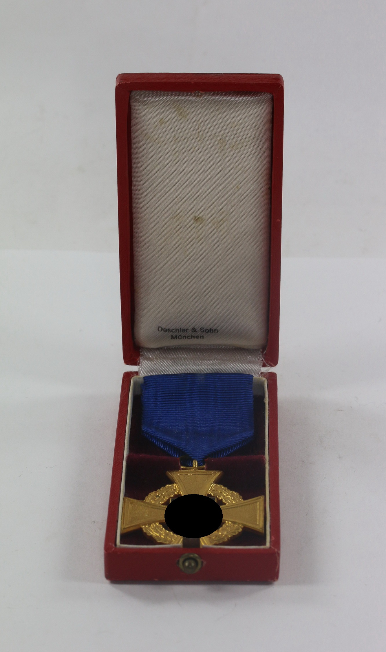 Cased Gold Civil Loyal Service Cross for 40 Years, Deschler & Sohn München – Bild 1
