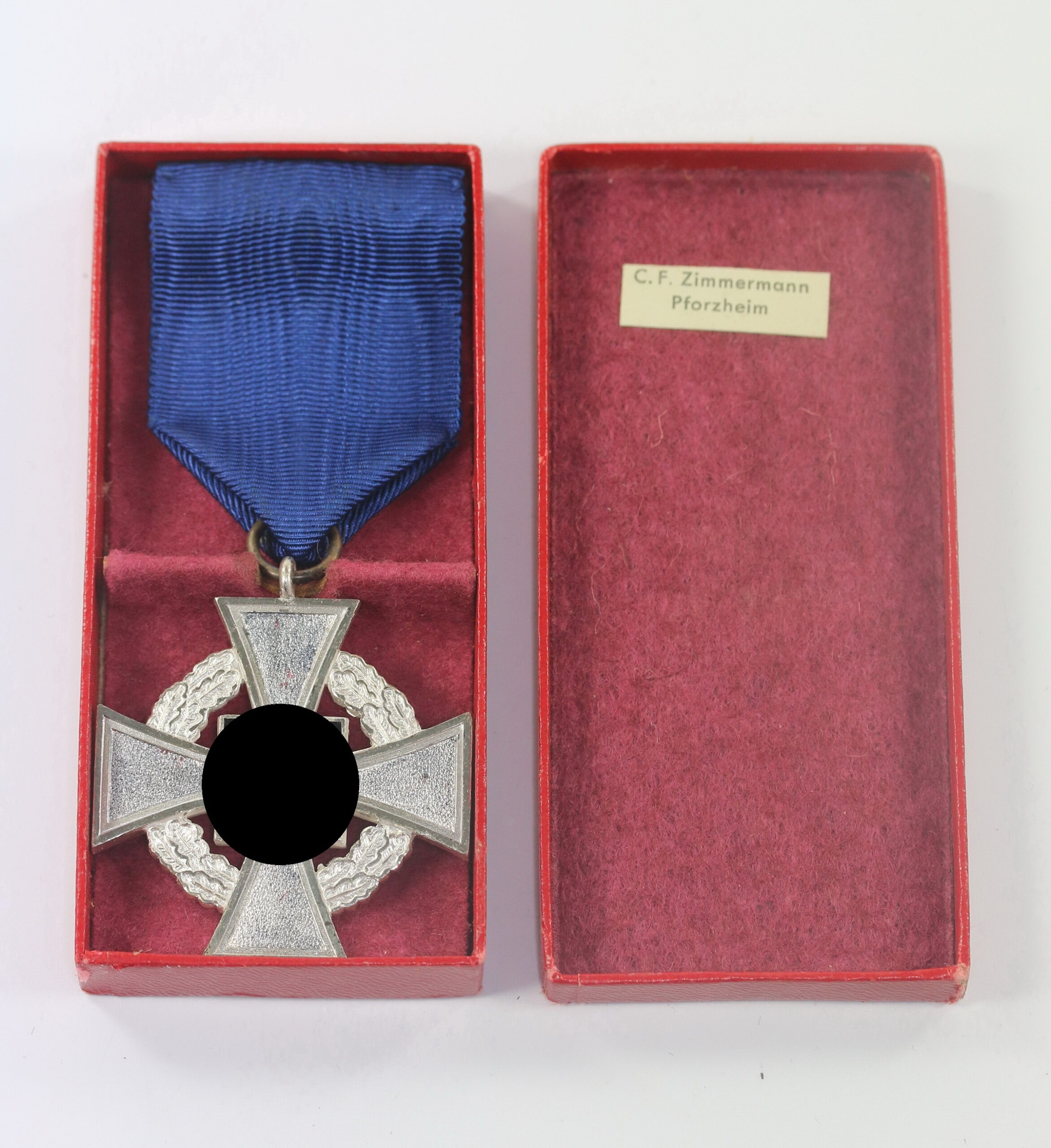 Treudienstehrenzeichen in Silber (25 Jahre), im Etui C.F. Zimmermann Pforzheim – Bild 1