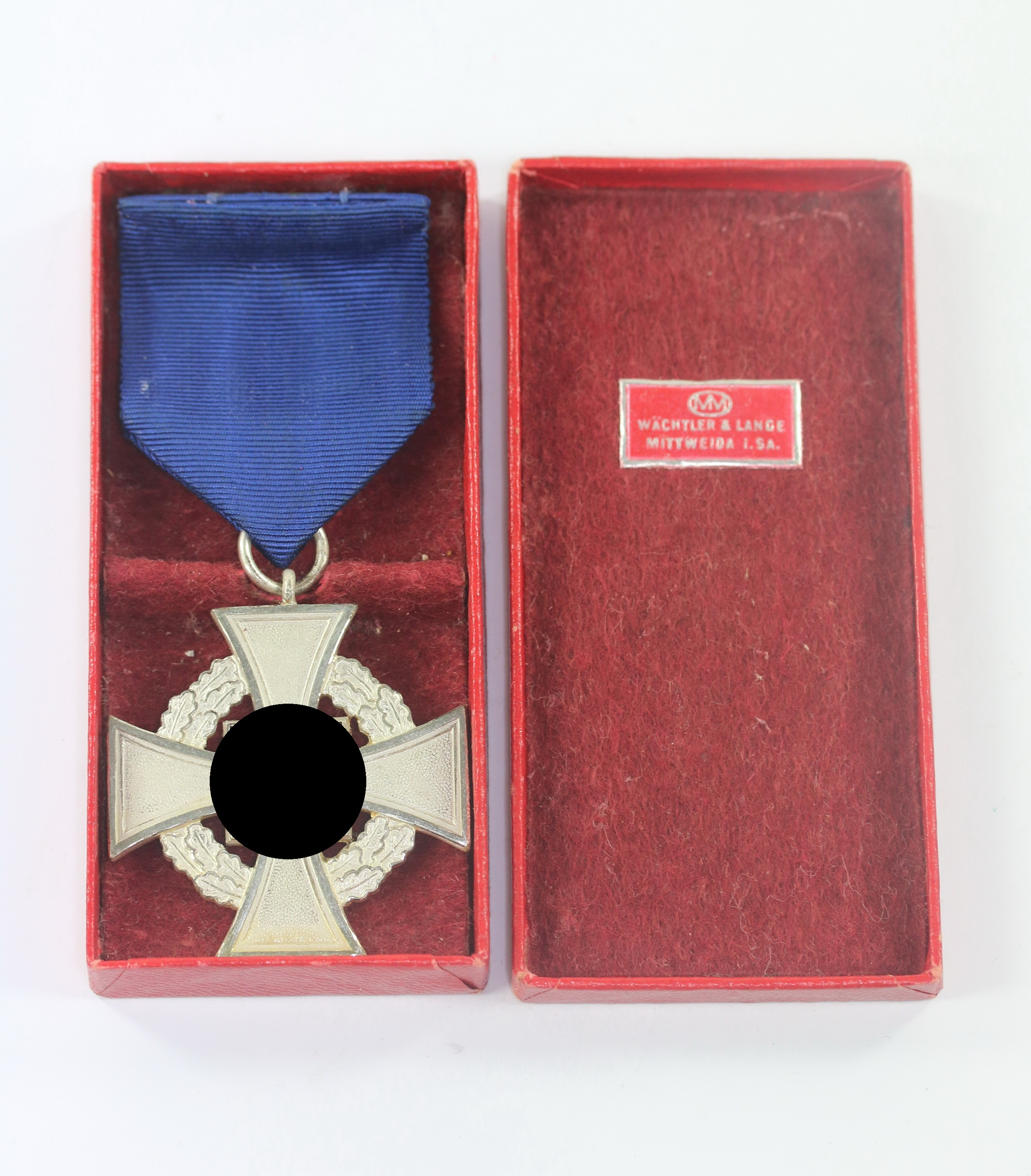 Cased Silver Civil Loyal Service Cross for 25 Years, Wächtler & Lange Miiweide i. SA. – Bild 1
