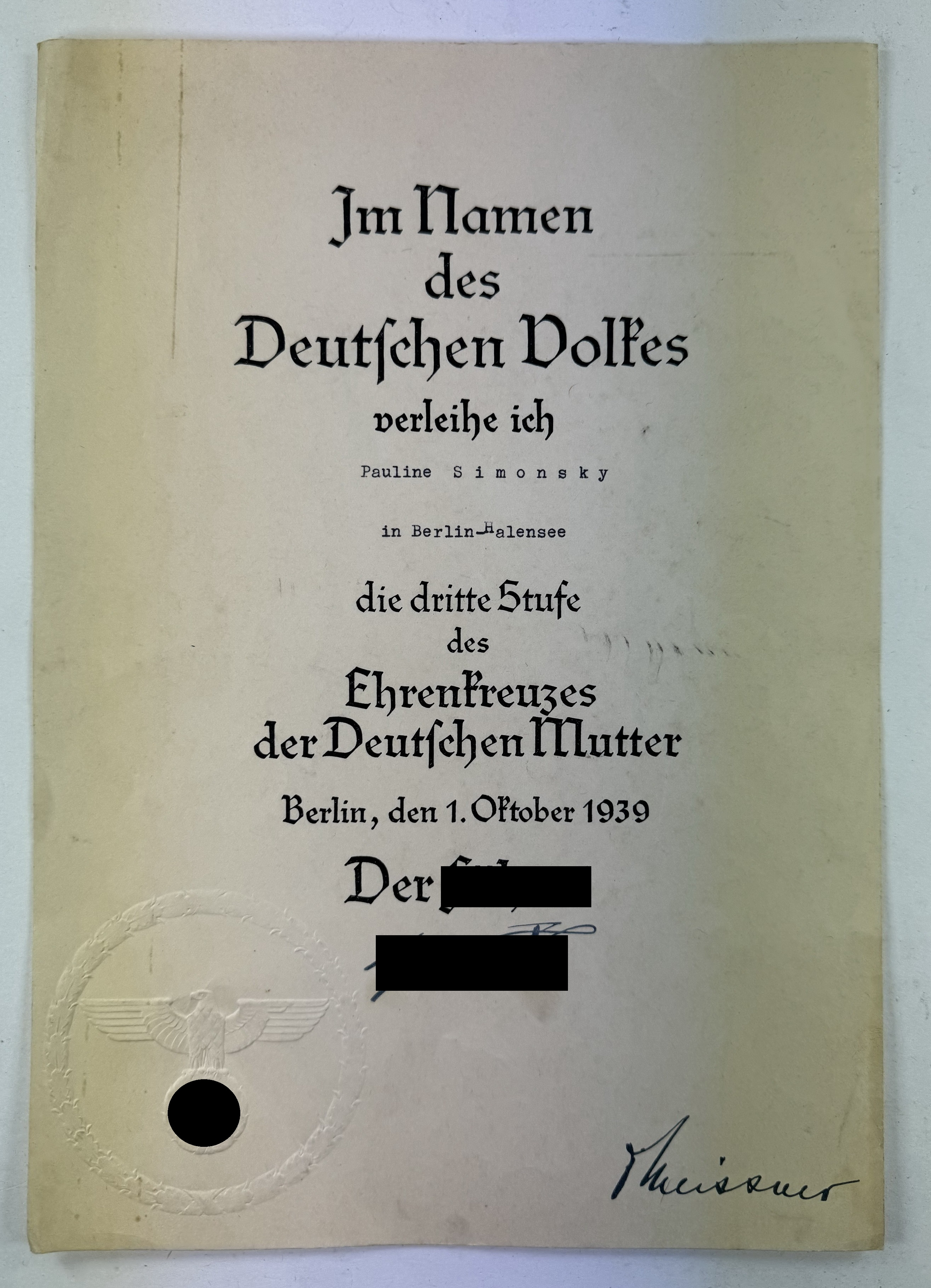 urkunde_mutterkreuz_in_bronze_dritte_stufe__bildgr_e_ndern_1 Document for the Bronze Mother Cross. – Bild 1