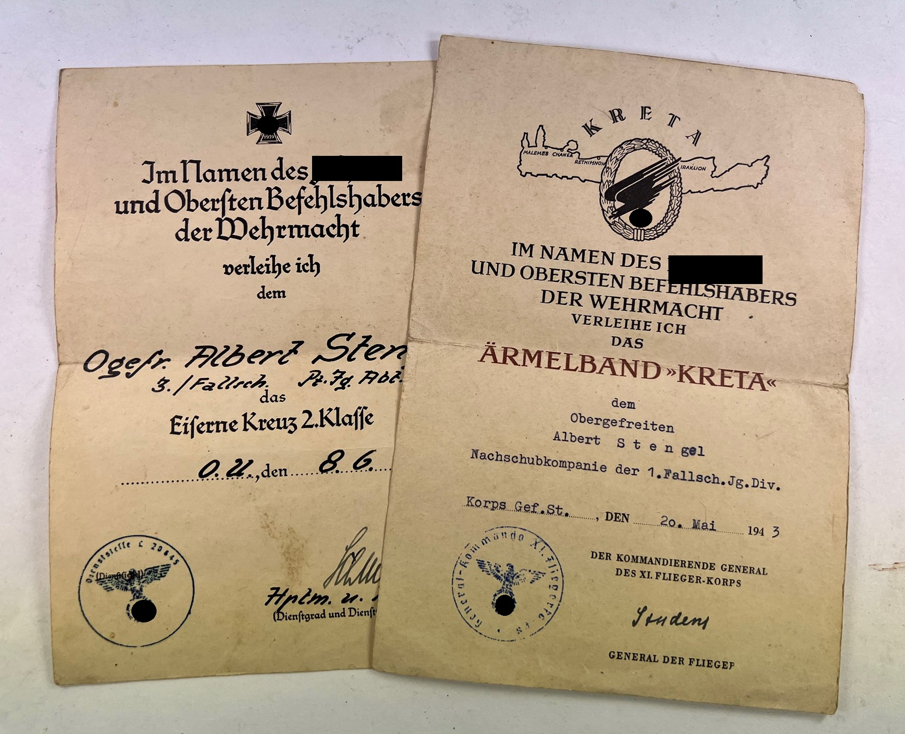 urkunden_fallschirmj_ger_1 Urkunden Fallschirmjäger (1. Fallschirmjäger Division) – Bild 1