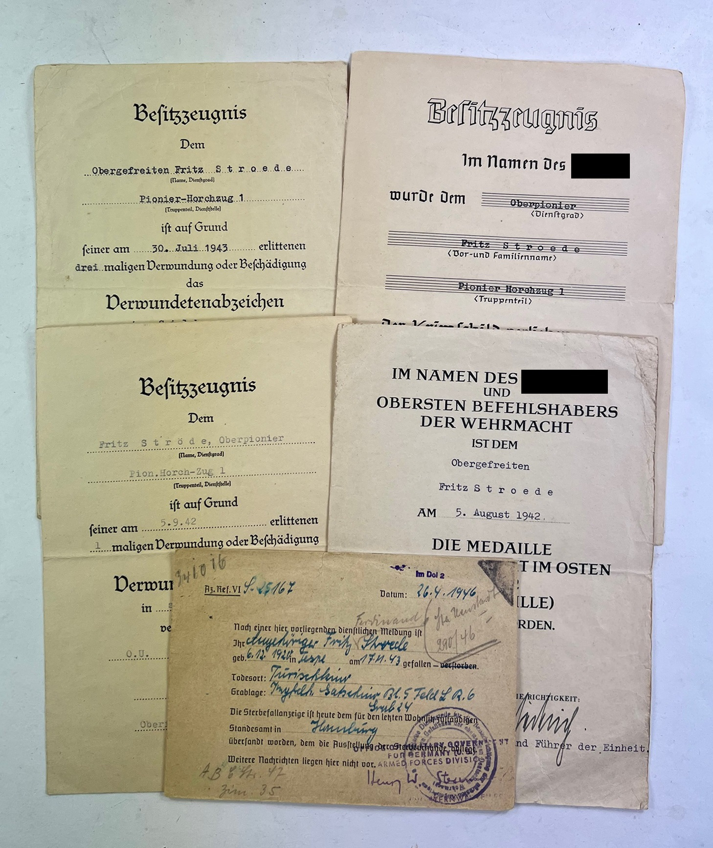 urkunden_gruppe_krim_pionier_horchzug_1__1 Document Group Crimea. Pionier Horch-Zug (!) – Bild 1