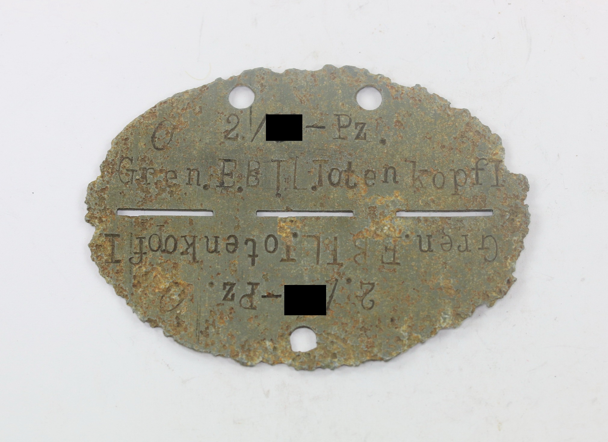 Waffen SS, Erkennungsmarke 2./ SS Panzer Grenadier Ersatz Bataillone Totenkopf – Bild 1