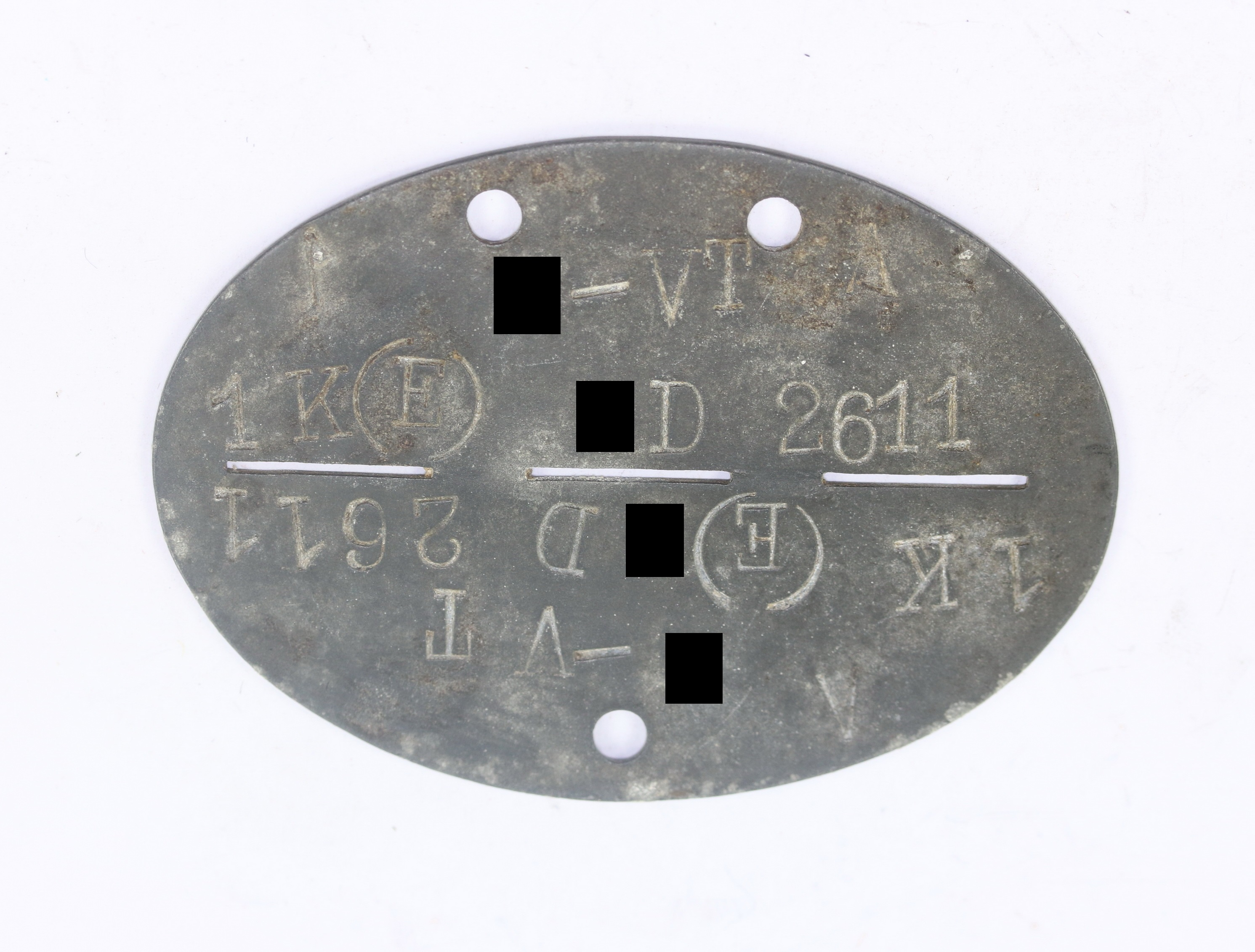 Waffen SS, Frühe Erkennungsmarke Standarte Deutschland - SS-VT 1 K (E) SS D  – Bild 1