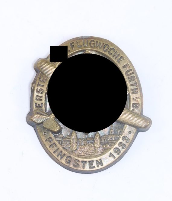 Abzeichen, Erste N.S. Flugwoche Fürth iB Pfingsten 1933, Hst. Wurster Markneukirchen (1)