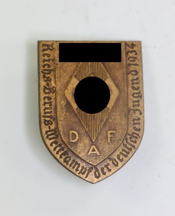 Abzeichen, HJ DAF Reichs-Berufs-Wettkampf der Deutschen Jugend 1934, Hst. No 43 Reichsverband Pforzheim (1)