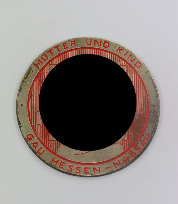Nationalsozialistische-Volkswohlfahrt (NSV), Blecht Plakette Mutter und Kind Gaus Hessen - Nassau (1)