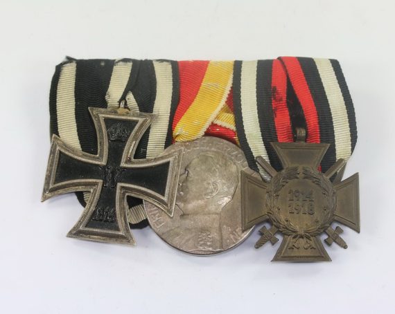 Ordenschnalle 3X, EK-2 1914, Silberne Verdienstmedaille, EFK (1)