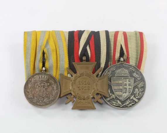 Ordenschnalle 3X, Friedrich August Medaille, EFK, Weltkriegsmedaille Ungarn (1)