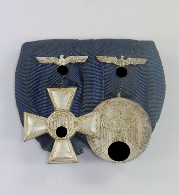 Ordensschnalle 2X, Wehmachtsdienstauszeichnung 4 und 18 Jahre, Grabow & Matthes Kiel (1)