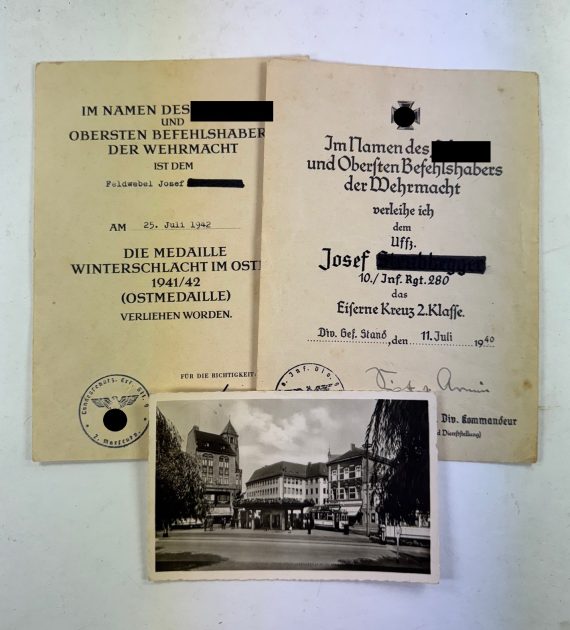 Urkunde Eisernes Kreuz 2. Klasse + Ostmedaille (1)