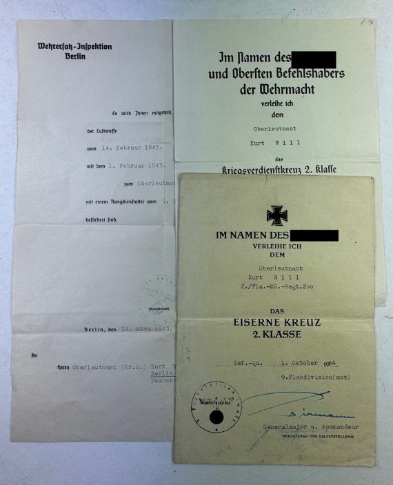 Urkunden Gruppe Flak-MG.-Regiment 200 (Fla.-MG-Regt (1)