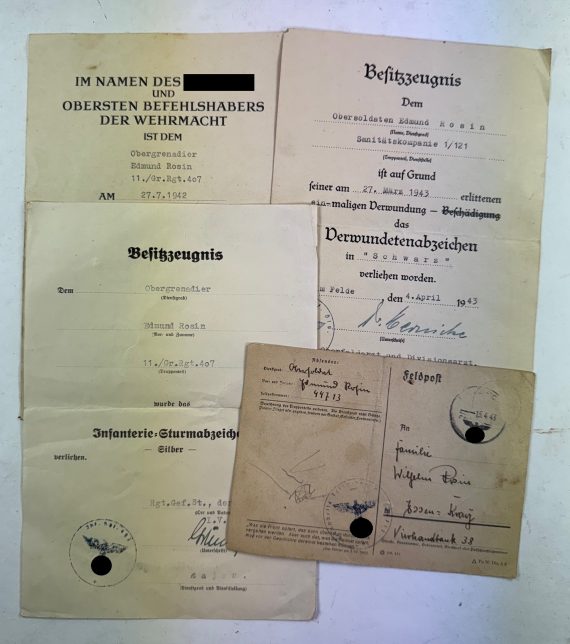 Urkunden Gruppe Grenadier Regiment 407 (Gr. Rgt. 407)