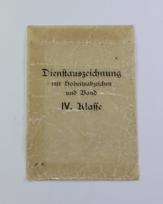 Cellophan Verleihungstüte Wehrmachtsdienstauszeichnung 4. Klasse (4 Jahre)